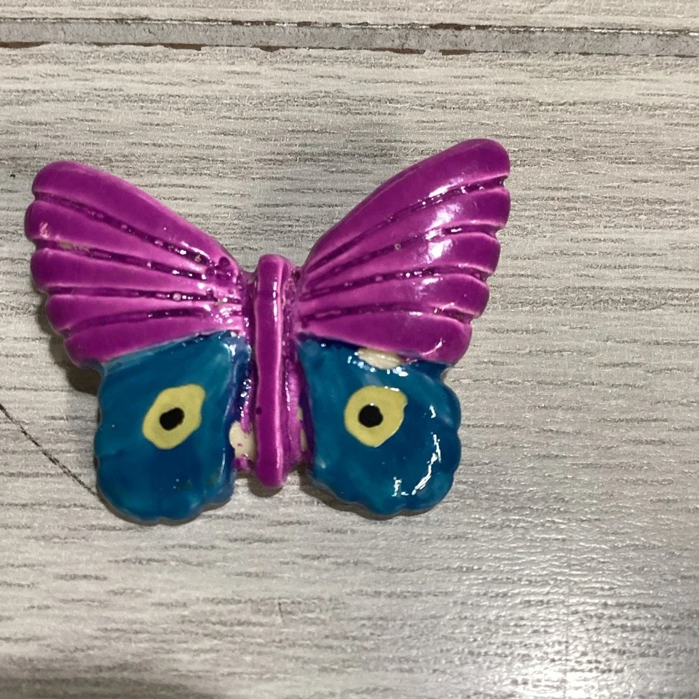 Multicolor Painted Pin Butterfly Vintage *Chipped‎ or Paint Missing*